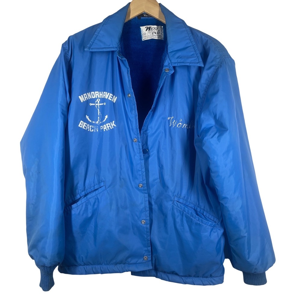West Wind Vintage Lifeguard Jacket Blue Manorhaven Beach Park NY Medium